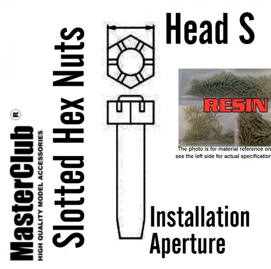Slotted Hex Nuts #Head S Dia.: 1.0mm, Installation Aperture Dia.: 0.8mm (120pcs)