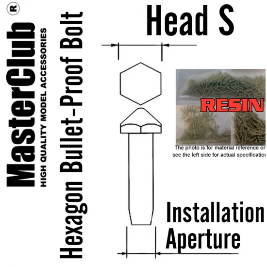 Hexagon Bullet-Proof Bolt #Head S Dia.: 1.6mm, Installation Aperture Dia.: 1.5mm (100pcs)