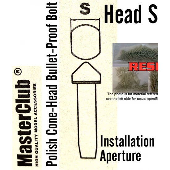 Polish Cone-Head Bullet-Proof Bolt #S Dia.: 0.5mm, Installation Aperture: 0.4mm (180pcs)