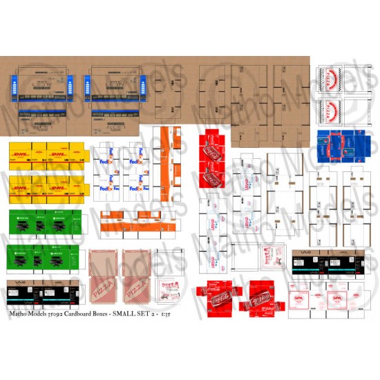 1/35 Cardboard Boxes Small Set Vol.2 (32 boxes in 18 different designs)