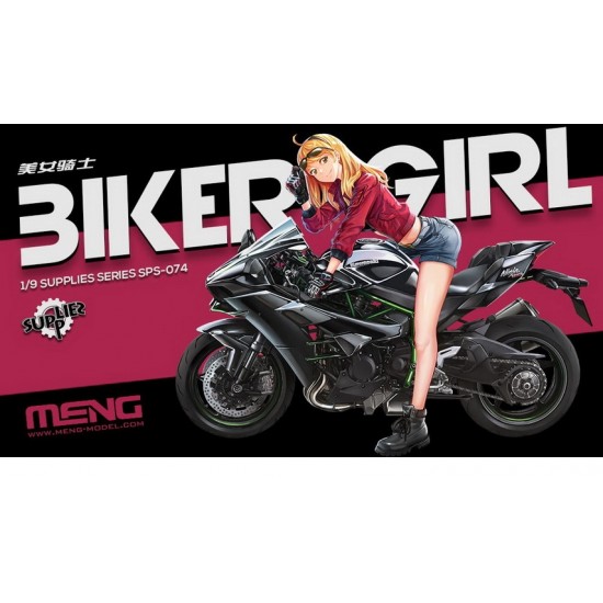 1/9 Biker Girl Resin Figure for Meng Kawasaki Ninja H2 / H2-R Motorcycle kits