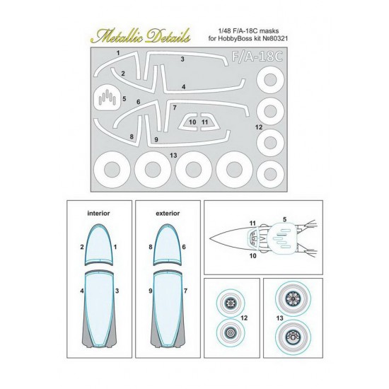 1/48 McDonnell Douglas F/A-18C Hornet Paint Masking for Hobbyboss Kits