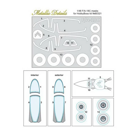 1/48 McDonnell Douglas F/A-18C Hornet Paint Masking for Hobbyboss Kits