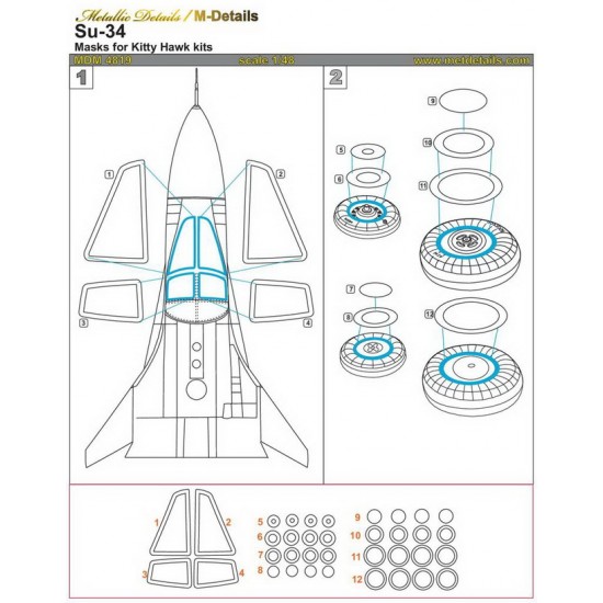 1/48 Sukhoi Su-34 Masking for KittyHawk kits