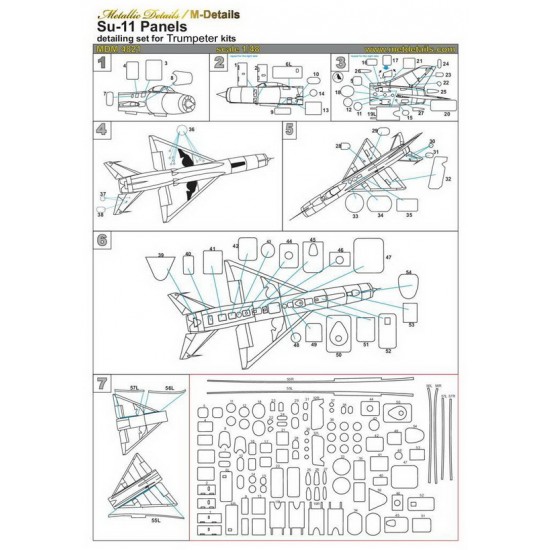 1/48 Sukhoi Su-11 Panels Masking for HobbyBoss kits