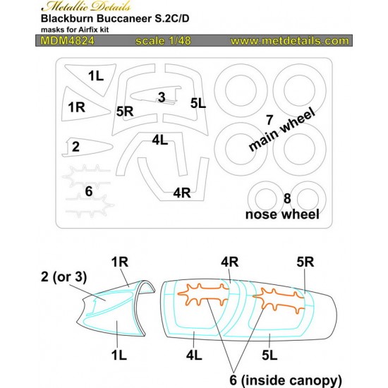 1/48 Blackburn Buccaneer S.2C/D Masks for Airfix kits