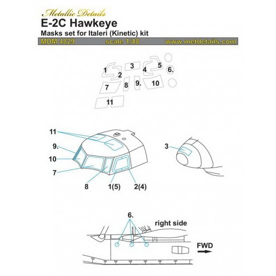 1/48 Northrop Grumman E-2C Hawkeye Masks for Italeri, Kinetic kits
