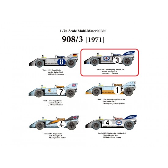 1/24 Full Detail Kit: 908/3 Ver.D '71 Nurburgring 1000km 1st Martini Racing No.3 VE/GL