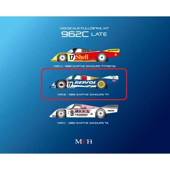 1/43 Multi-Material Kit: 962C (Late Type) Ver.B 1989 Sarthe 24h #17