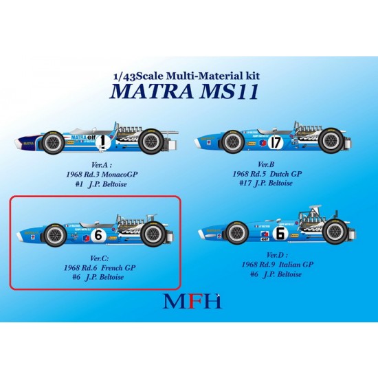 1/43 Multi-Material Kit: MS11 Ver.C 1968 Rd.6 French GP