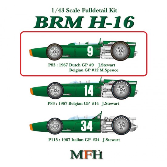 1/43 Multi-Material Kit: BRM H-16 Ver.A P83 1967 Dutch GP #9/Belgian GP #12