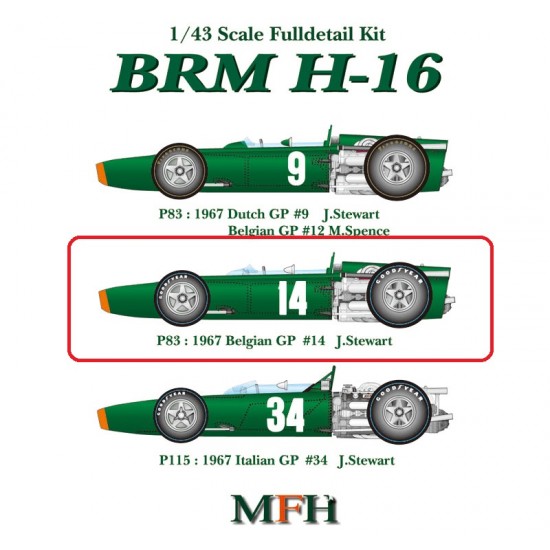 1/43 Multi-Material Kit: BRM H-16 Ver.B P83 1967 Belgian GP #14