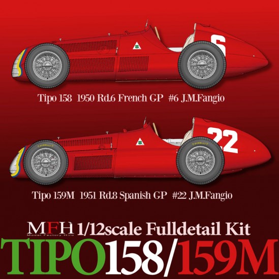 1/12 Full Detail kit - Tipo Ver.B: 159M 1951 Rd.7 Italian GP/Rd.8 Spanish GP