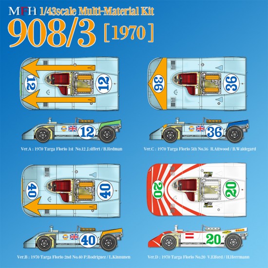 1/43 Multi-Material Kit: 908/3 Ver.D 1970 Targa Florio No.20 VE/HH