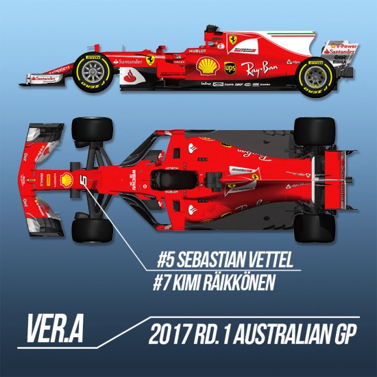 1/12 Ferrari SF70H Ver.A: 2017 Rd.1 Australian GP #5 S.Vettel/#7 K.Raikkonen