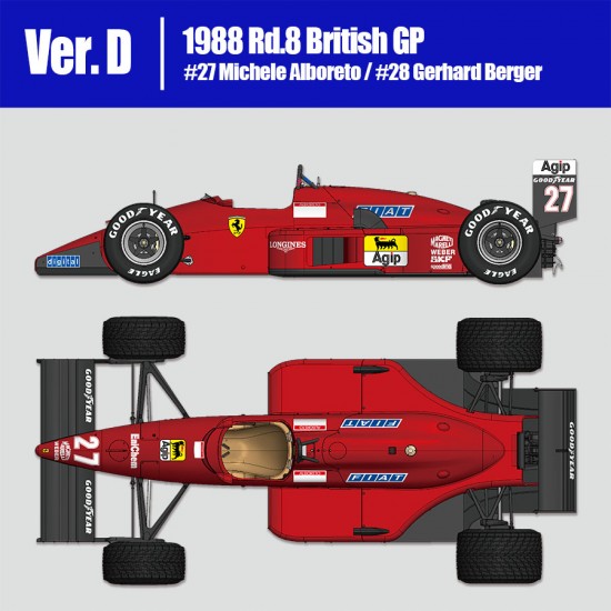 1/12 Ferrari F187/88C Ver.D: 1988 Rd.8 British GP #27 Michele Alboreto/#28 Gerhard Berger