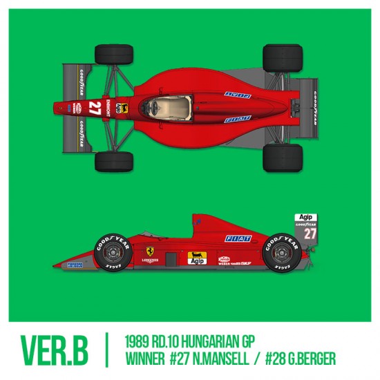 1/12 Ferrari F1-89 (640) Ver.B : Late Type 1989 Rd.10 Hungarian GP Winner #27 #28