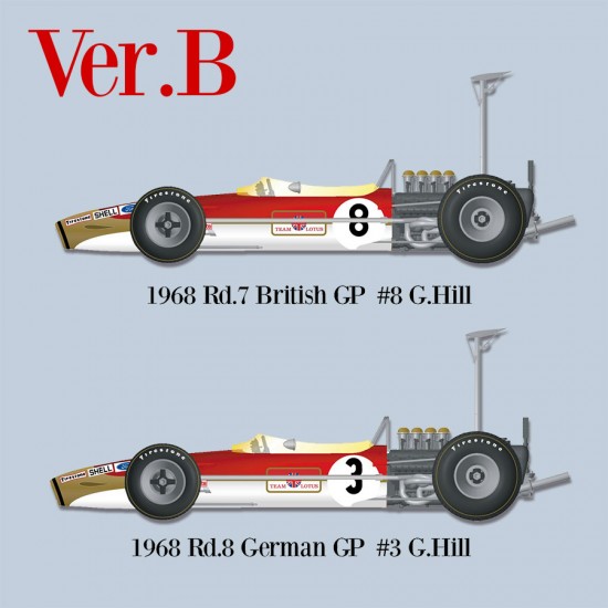 1/12 Lotus Type 49B Ver.B 1968 Rd.7 British GP #8 G.Hill Rd.8 German GP #3 G.Hill
