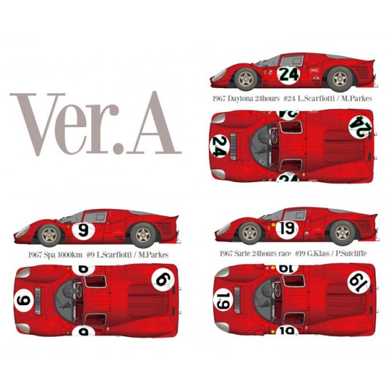 1/43 Ferrari 330 P4 Berlinetta Ver.A 1967 Daytona 24h 24 Spa 1000km 9 Sarte 24h Race 19