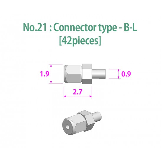 Metal Rivets Series No.21: Connector type-B-L (42pcs)