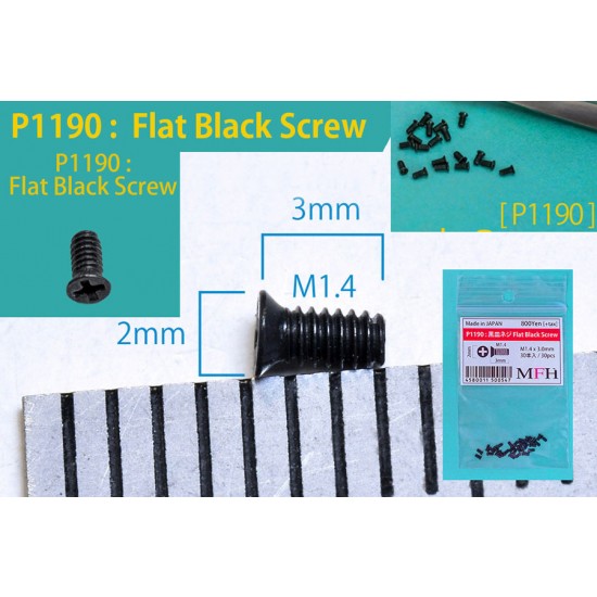 Flat Black Screw (M1.4 x 3mm, 30pcs)