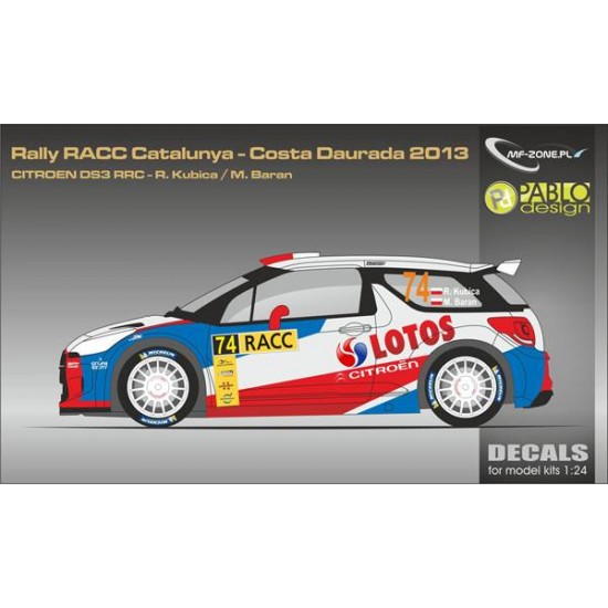 1/24 Citroen DS3 RRC - Rally RACC Catalunya 2013 Decal for Heller kits ...