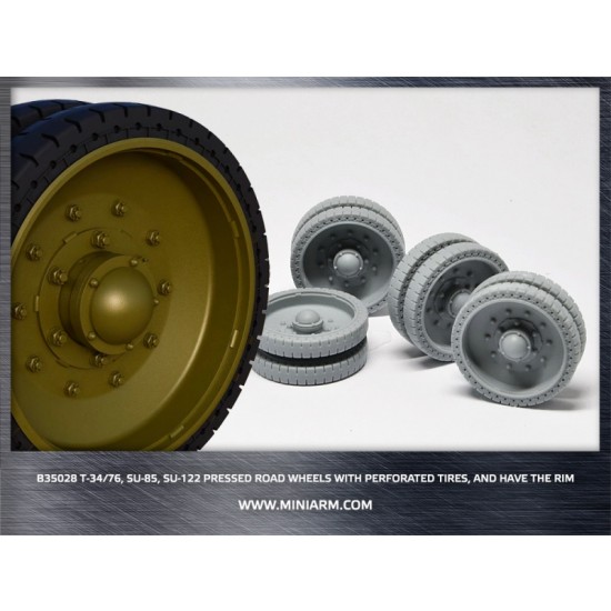 1/35 T-34/76/SU-85/122 Pressed Road Wheels w/Tyres & Rim for Dragon/Zvezda kits