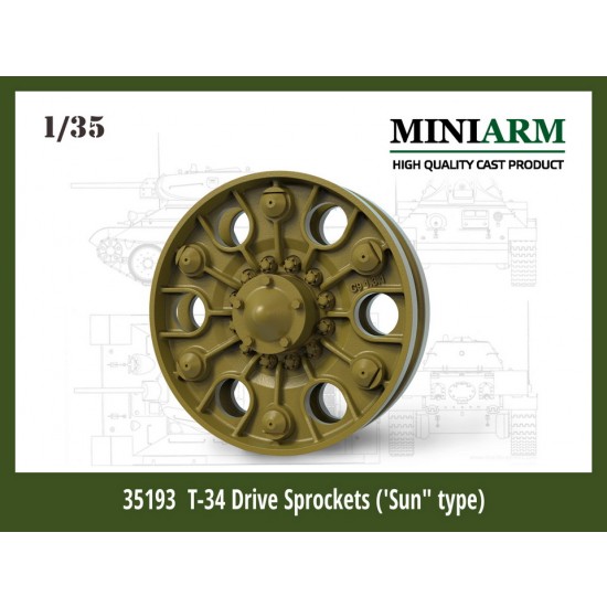 1/35 T-34 Drive Sprockets "Sun" Type for Dragon/Zvezda/Trumpeter kits