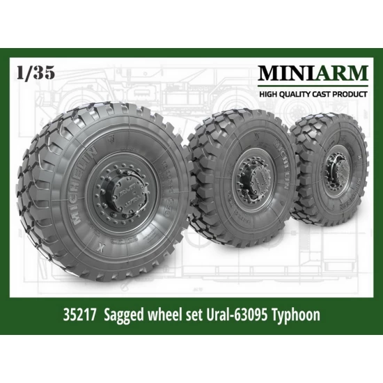1/35 Ural-63095 Tuphoon (6pcs) Sagged Wheel for RPG Model