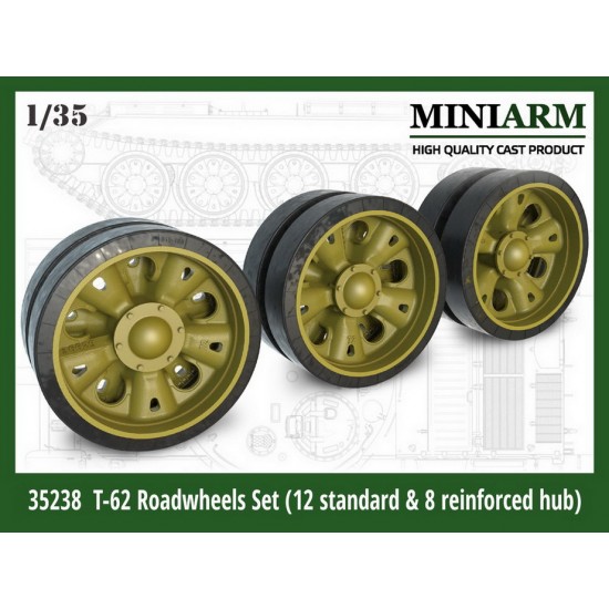 1/35 T-62 Road Wheels (12pcs) w/Standard & 8pcs Reinforced Hub for Zvezda,Trumpeter kits