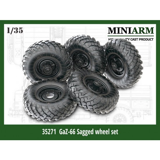 1/35 GaZ-66 Sagged Wheel set (4pcs and extra ) for Zvezda kits