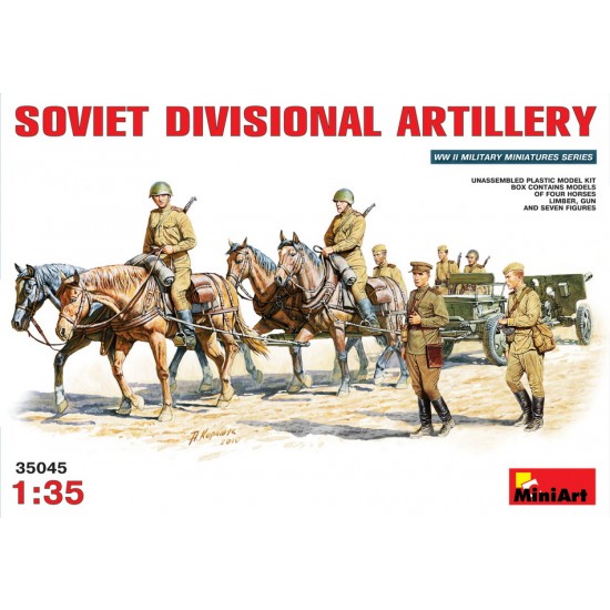 1/35 Soviet Divisional Artillery (7 figures+Four Horses+Limber+Gun)