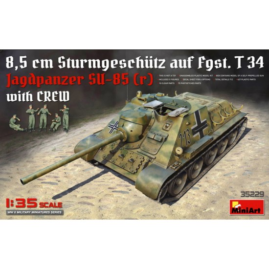 1/35 Soviet Self-Propelled Gun Jagdpanzer Su-85 (r) 8.5cm STUG auf Fgst. T34 with Crew 