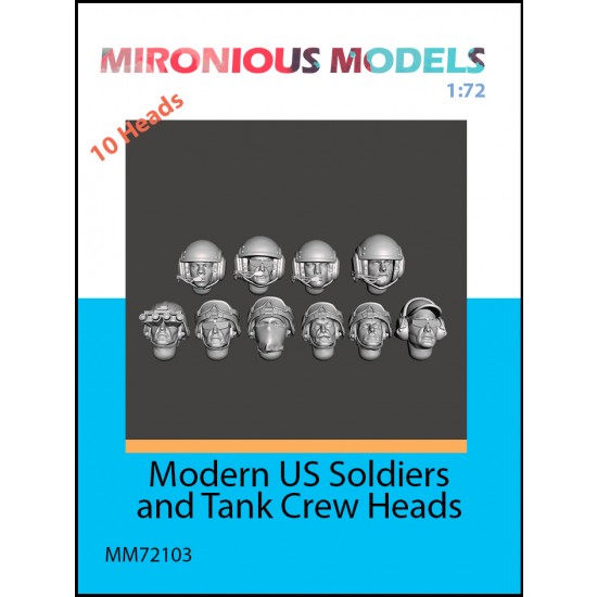 1/72 Modern US Soldiers and Tank Crew Heads (10pcs)