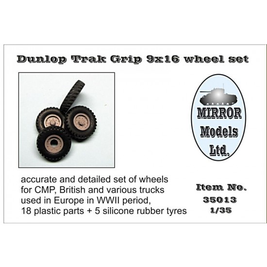 1/35 WWII Dunlop 9x16 Wheel set for CMP, British & Various Trucks (5 wheels)