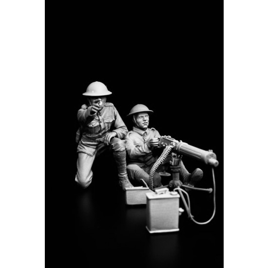 120mm WWI Vickers Machine Gun Team (2 figures w/gun)