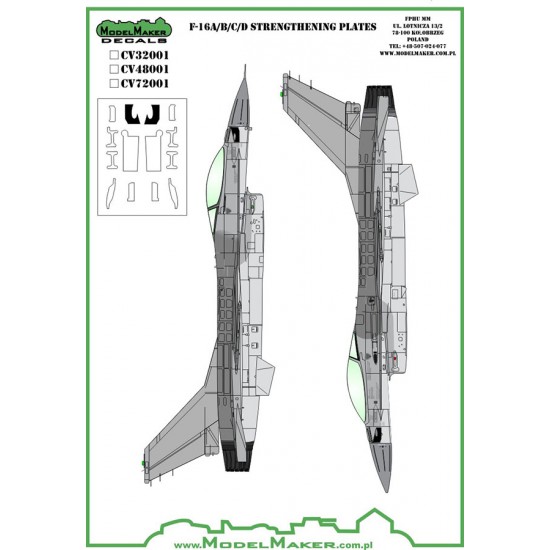 1/32 F-16A/B/C/D Strengthening Vinyl Plates