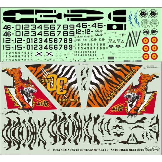 1/48 SPAIN F/A-18 30 YEARS OF ALA 15 - NATO TIGER MEET 2016 for Kinetic (decal)