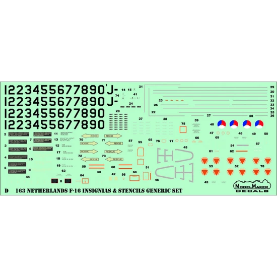 1/48 Netherlands F-16 Insignia's and stencils-Generic set (decal)