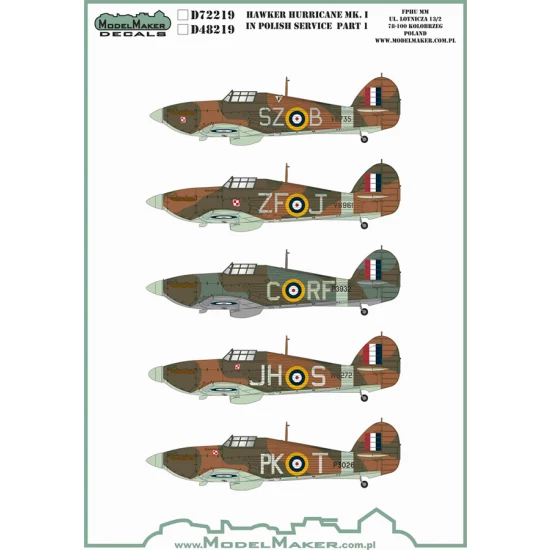 1/72 Hawker Hurricane Mk.I in Polish service part 1 (decal)