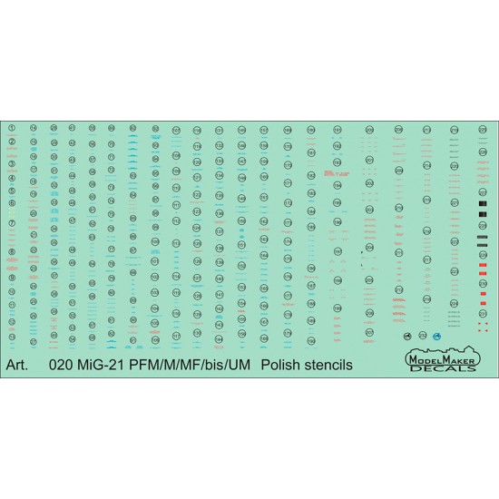 1/72 MiG-21PFM/M/MF/bis/UM Polish stencils (decal)