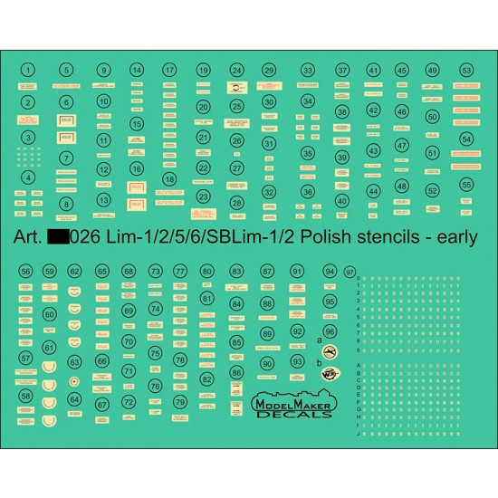 1/72 Lim-1/2/5/6/SBLim-1/2 Polish stencils early (decal)