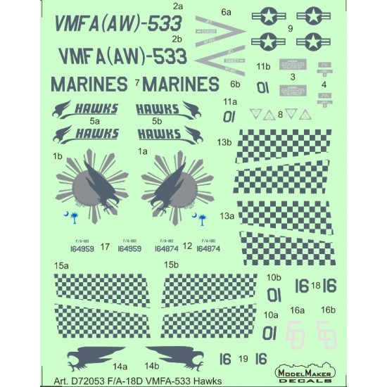 1/72 F/A-18D VMFA-533 Hawks (decal)