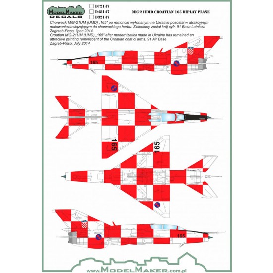 1/72 MiG-21UMD Croatian 165 Display Plane (decal)