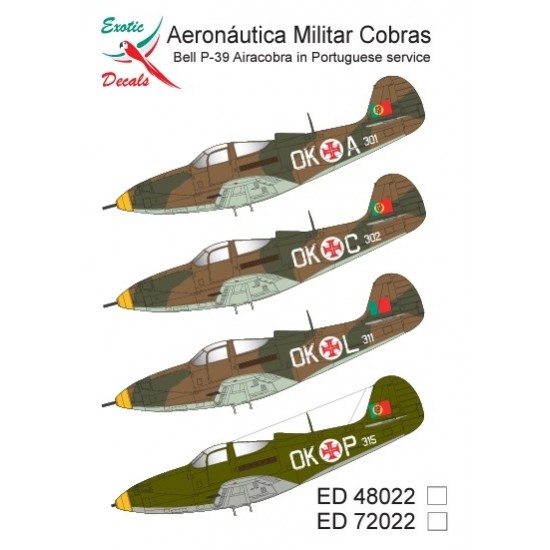 1/48 Aeronautica Militar Cobras - Bell P-39 Airacobra in Portuguese service (decal)