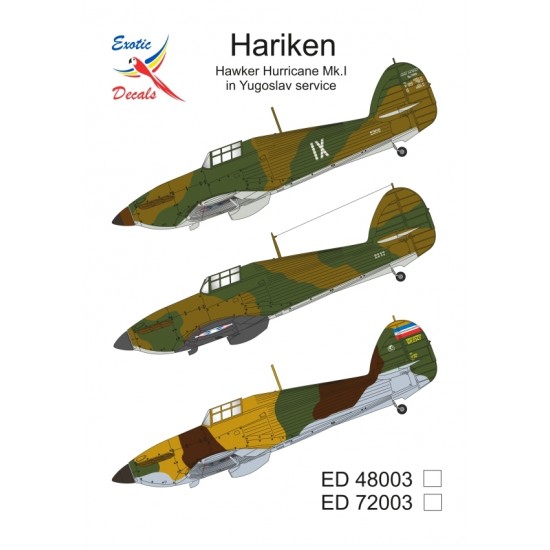 1/72 Hariken - Hawker Hurricane Mk.I in Yugoslav service (decal)