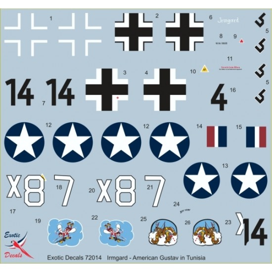 1/72 Irmgard - American Gustav in Tunisia - captured Me 109G-2 W.Nr.10605 (decal)