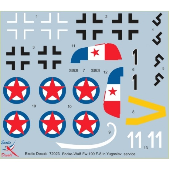 1/72 Partizan Focke-Wulf - Captured FW 190 F-8 WNr.930838 in Yugoslav service (decal)