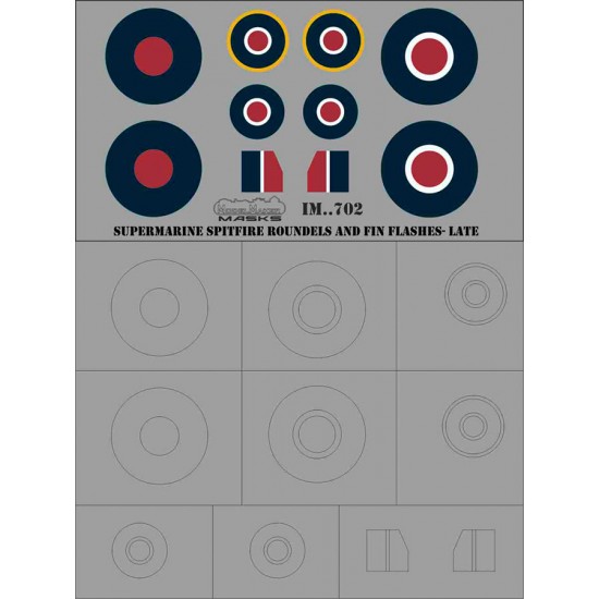1/32 Supermarine Spitfire Roundels and Fin Flashes - LATE (masks)