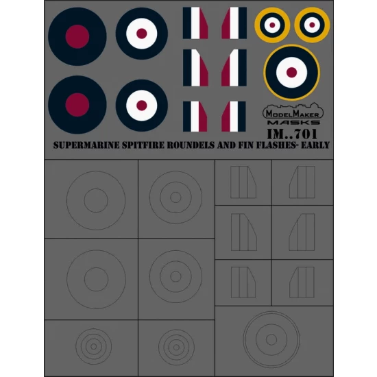 1/72 Supermarine Spitfire Roundels and Fin Flashes - EARLY (masks)